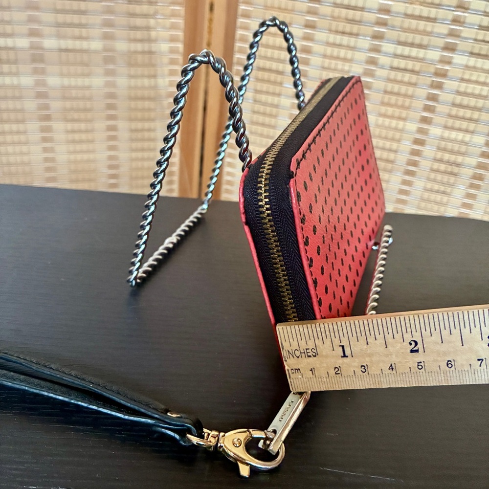 Fossil Leather Wallet Wristlet in Pink and Black Polka Dots - Picture 9 of 9